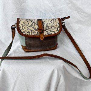 Myra Bag Leaf Swirls Upcycled Canvas Crossbody